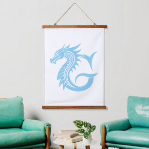 Tapisserie Suspendue Lettre G de style dragon, alphabet du dragon, mono