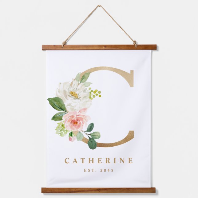 TAPISSERIE SUSPENDUE LETTRE MONOGRAPHIQUE VERDOYENNE C BAIN-D'OEUVRE (Recto)