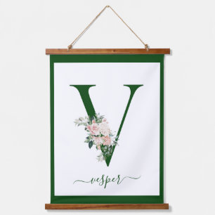 Tapisserie Suspendue Lettre V Florale Monogramme