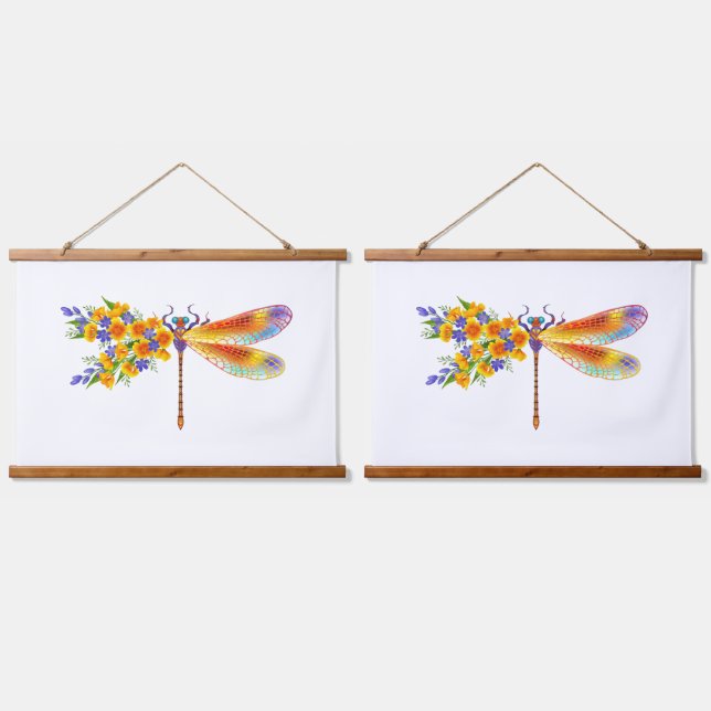 Tapisserie Suspendue Libellule à Fleur Jaune (Double)