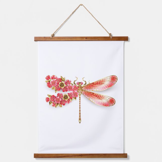Tapisserie Suspendue libellule de fleurs avec sakura de bijoux (Recto)