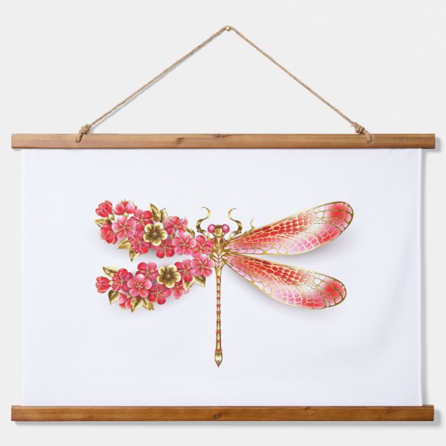 Tapisserie Suspendue libellule de fleurs avec sakura de bijoux (Devant)