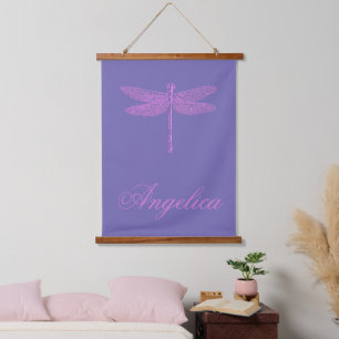 Tapisserie Suspendue Libellule fantaisie rose et violet Personnaliser 