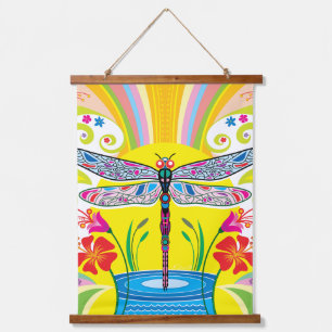 Tapisserie Suspendue Libellule radieuse et fleurs sauvages
