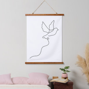 Tapisserie Suspendue Liberté en une ligne – Dove minimaliste