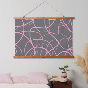 Tapisserie Suspendue Ligne Art : rose sur gris
