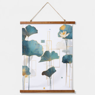 Tapisserie Suspendue Ligne minimaliste Ginkgo Lotus Zen