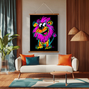 Tapisserie Suspendue Lion Art Pop Néon : Jouet et Coloré