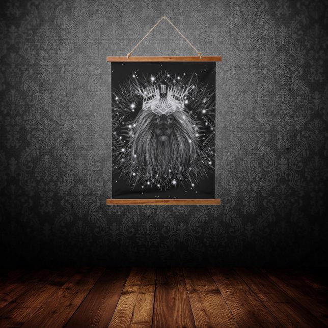 Tapisserie Suspendue Lion d'étoile avec monogramme de couronne (Créateur téléchargé)