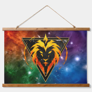 Tapisserie Suspendue Lion Zodiaque fond nébuleuse Cadeau Astro