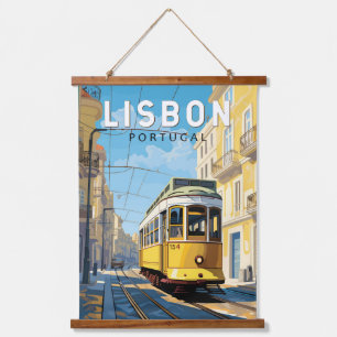 Tapisserie Suspendue Lisbonne Portugal Jaune Tramway Voyage Art Vintage