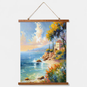 Tapisserie Suspendue Littoral Méditerranéen Ensoleillé Art Impressionni