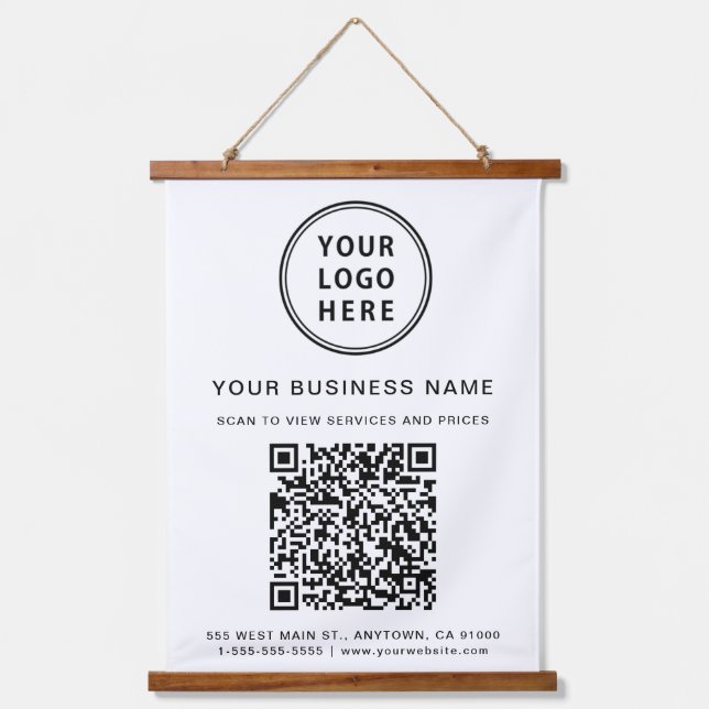 Tapisserie Suspendue Logo et code QR d'entreprise  (Recto)