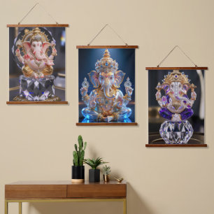 Tapisserie Suspendue Lord Shree Ganesha Crystal & Diamond Sculpture