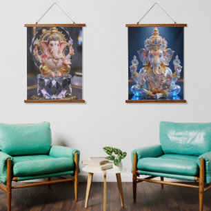 Tapisserie Suspendue Lord Shree Ganesha Crystal & Diamond Sculpture