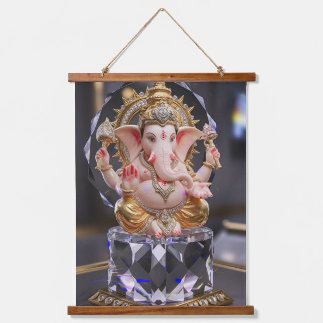 Tapisserie Suspendue Lord Shree Ganesha Crystal & Diamond Sculpture Ha (Recto)