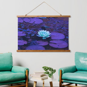 Tapisserie Suspendue Lotus Fleur violet bleu Turquoise Floral Pond Zen
