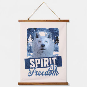Tapisserie Suspendue Loup Arctique Esprit de Liberté Création Faunique