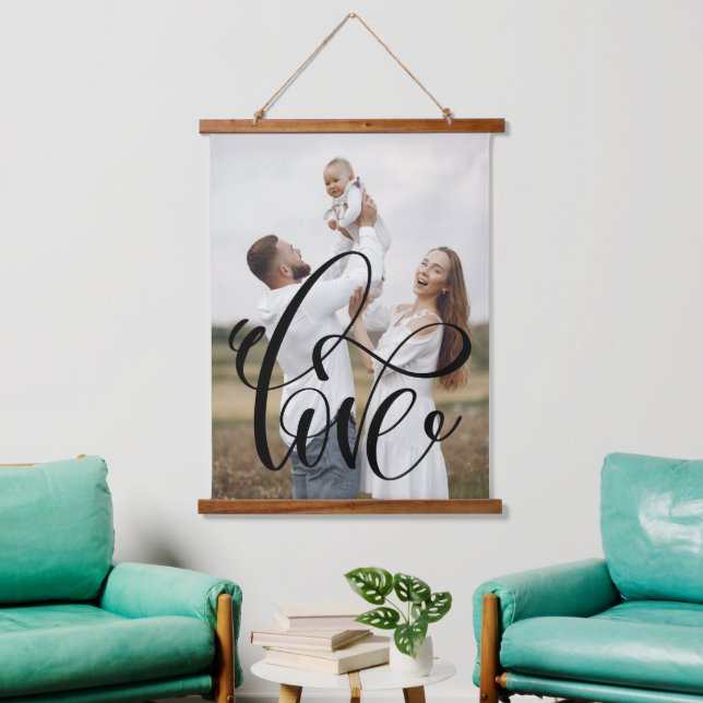Tapisserie Suspendue LOVE Calligraphie Script Family Photo Style (Salon)
