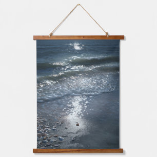 Tapisserie Suspendue Lumière de lune sur les vagues et art de rivage de