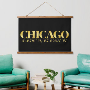 Tapisserie Suspendue Lux Gold Chicago Latitude & Longitude