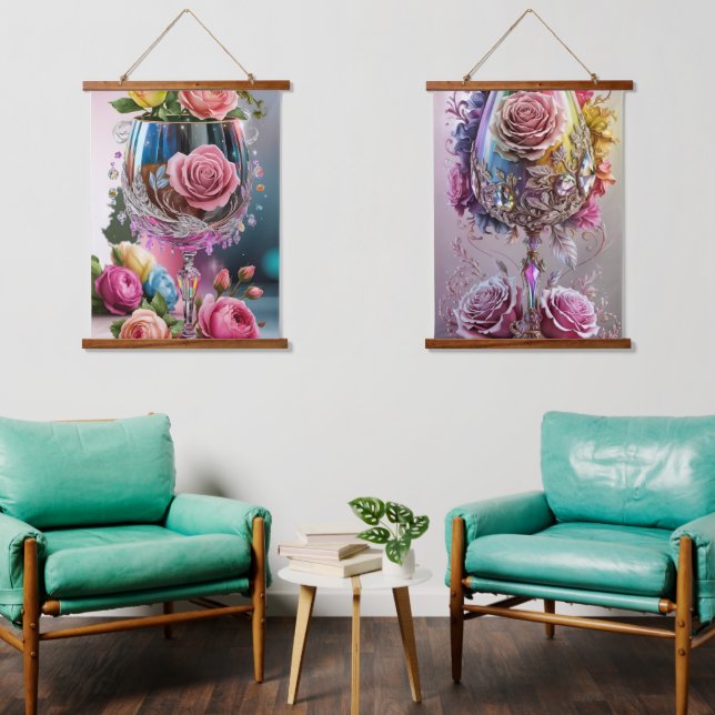 Tapisserie Suspendue Luxueuse Aquarelle en verre cristal (Salon)