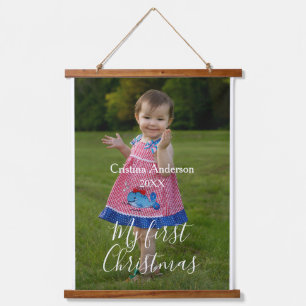 Tapisserie Suspendue ma première fille de Noël nom photo année simple