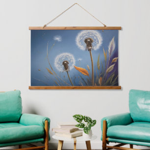 Tapisserie Suspendue Magie des Dandelions dans Nightsky AI Art Peinture