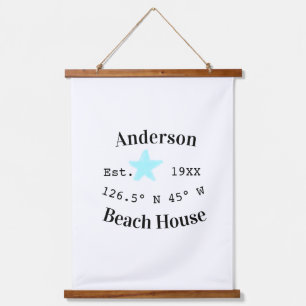 Tapisserie Suspendue Maison de plage Date année coordonnées personnalis