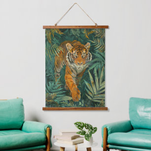 Tapisserie Suspendue Majesté de la Jungle : Tigre au paradis tropical