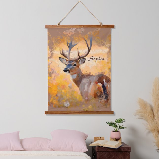 Tapisserie Suspendue Majestic Deer in a Field of Wildflowers (Chambre à coucher)