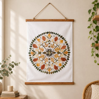 Tapisserie Suspendue Mandala de fleurs pressées l Botanique florale d'a