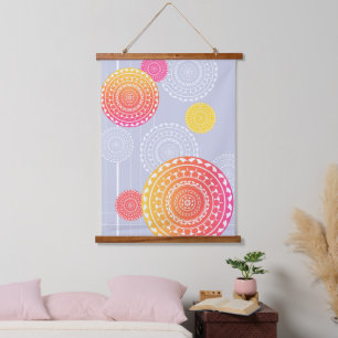 Tapisserie Suspendue Mandala vibré rose jaune aléatoire