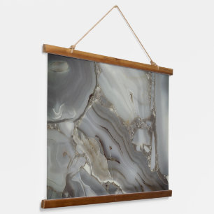 Tapisserie Suspendue Marbre Gris avec Veine d'Or