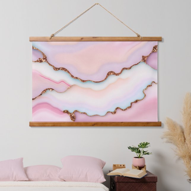 Tapisserie Suspendue Marbre rose clair Agate Collection moderne (Chambre à coucher)