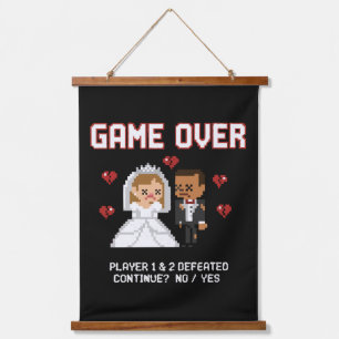 Tapisserie Suspendue Mariage drôle de joueur rétro "Game Over" en pixel