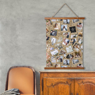Tapisserie Suspendue Mariage Keepsaké 30 Photo Collage Gold ID1065
