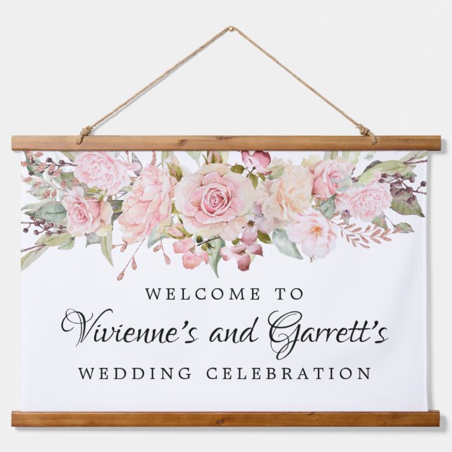 Tapisserie Suspendue Mariage rose Floral (Devant)