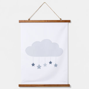 Tapisserie Suspendue Marine Blue Cloud et Stars Boy Nursery