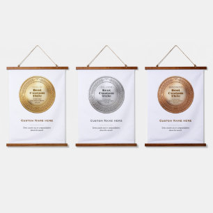 Tapisserie Suspendue Médaille d'or réaliste 3D personnalisable et modif