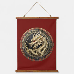 Tapisserie Suspendue Médaillon de dragon sacré oriental en or