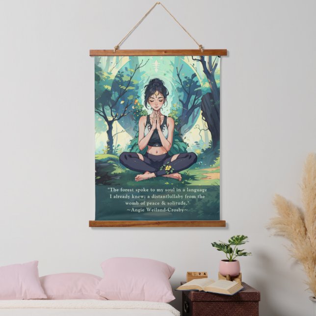 Tapisserie Suspendue Méditation du Yoga de Forêt Naturelle Reiki Master (Chambre à coucher)