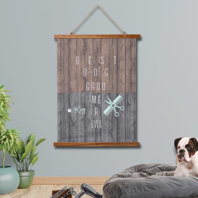 Tapisserie Suspendue Meilleur Groomer De Chien Jamais Bois Taché Tapiss (This Best Dog Groomer Ever tapestry can be personalized! It's the perfect gift for your fave groomer)