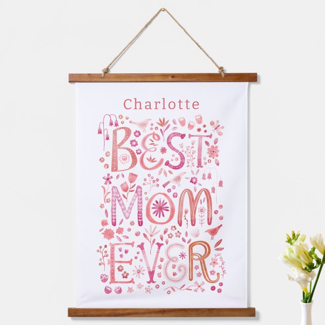 Tapisserie Suspendue Meilleure maman jamais personnalisée (Best Mom Ever personnalized name hanging tapestry)