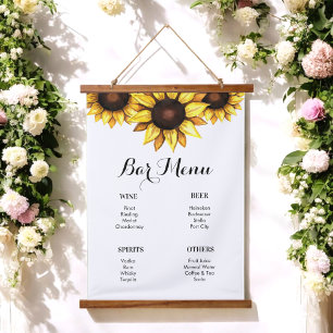 Tapisserie Suspendue Menu Bar Mariage Tournesol Jaune Blanc