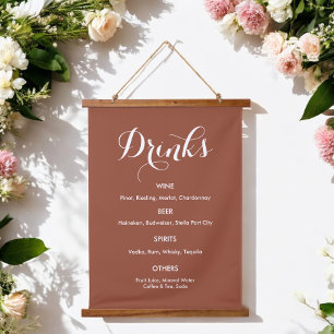 Tapisserie Suspendue Menu des boissons Mariage Orange brûlé Blanc
