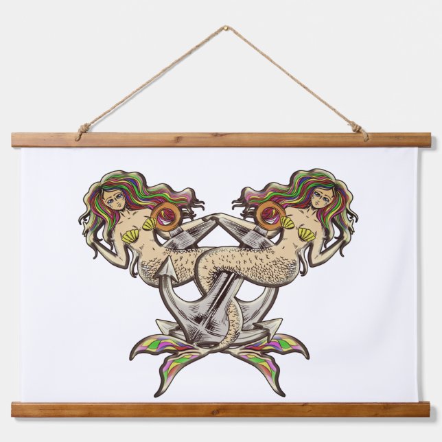 Tapisserie Suspendue Mermaids - Design nautique pour les amoureux des o (Devant)