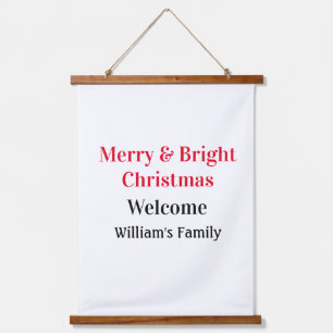 Tapisserie Suspendue Merry Bright Christmas ajouter nom de famille bien