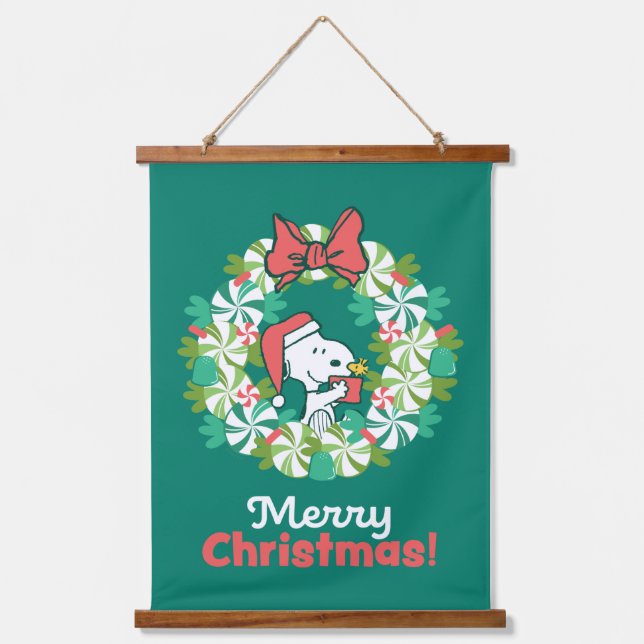 Tapisserie Suspendue Merry Christmas Peppermenthe Holiday Wreath (Recto)
