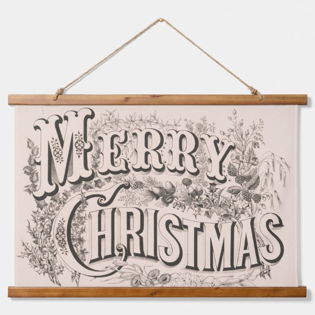 Tapisserie Suspendue Merry Christmas, Vintage Currier & Ives Print (Devant)